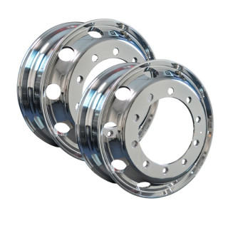 Par Roda de Alumínio Caminhão Alto Brilho Borda Larga Aro 22,5 x 8,25 - Better Old Trucker