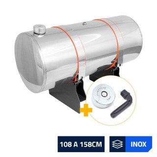 Tanque Arla Inox 155 a 235 Litros Plataforma Ø45cm Completo com Suportes