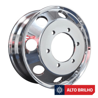 Roda de Alumínio Caminhão 3/4 17,5 x 6 (6 furos) Alto Brilho Borda Larga