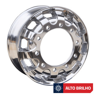 Roda de Alumínio GT1 Caminhão Aro 22,5 x 8,25 (10 furos) Alto Brilho
