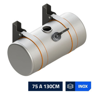 Tanque Diesel Inox 72 a 130 Litros Lateral Ø35cm Completo com Suportes