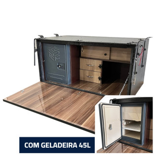 Caixa de Cozinha Caminhão 116cm com Geladeira Interna 45L (Caixa Gaveta + Geladeira) - PC